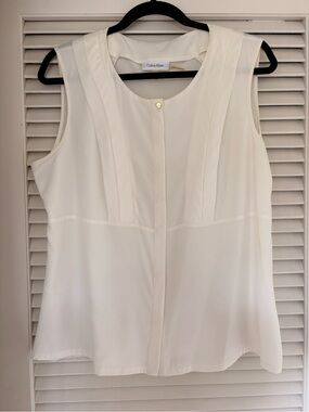 Calvin Klein Cream Sleeveless Pleated Camisole